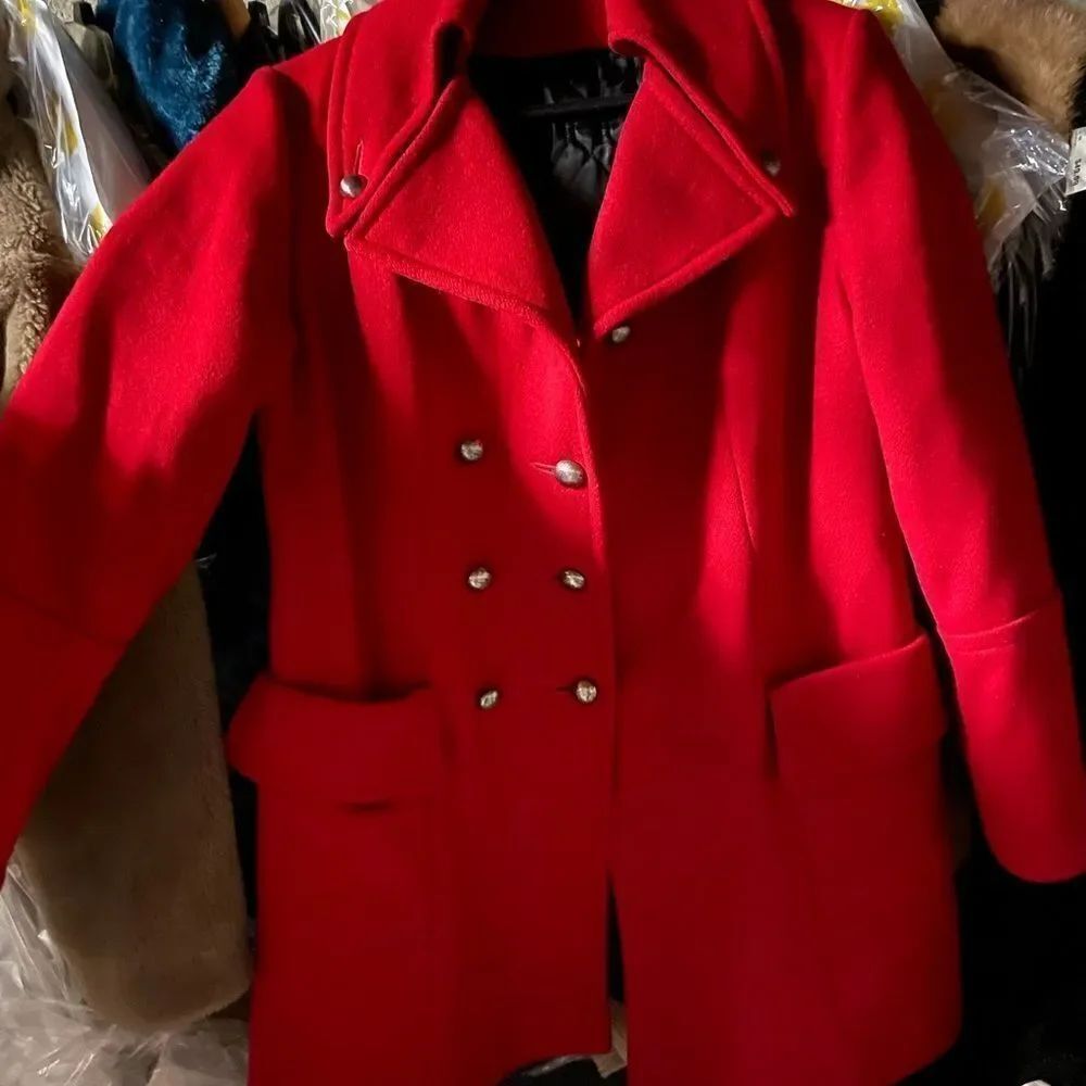 Vintage red wool double breasted coat   